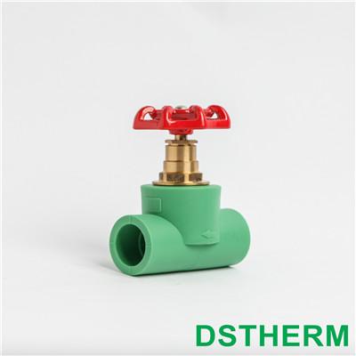 Ppr Stop Valve Red Iron Handle Brass color