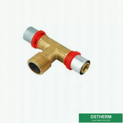 Customized Male Threaded Tee Compression Double Straight Brass Press Union Fittings For Pex Aluminum Pex Pipe