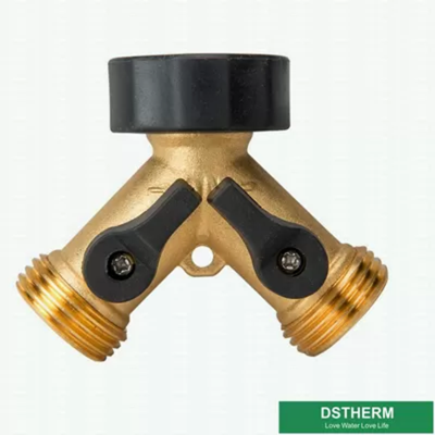 Customized Brass Garden Fittings Two Ways Garden Type Y Brass Water Pipe Hose Connector