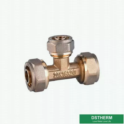 Reducer Threaded Tee Pex Fittings Brass Color ISO Standard Customized Designs And Weight