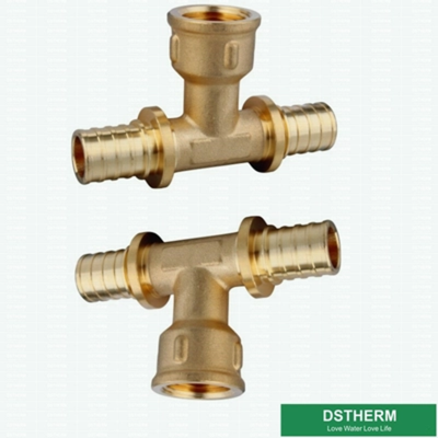 Female Threaded Tee PEX Brass Fittings Customized Slide Fittings