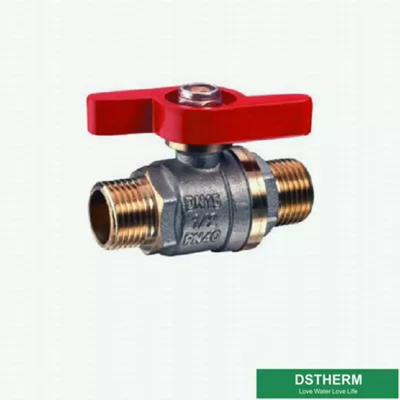 Customized Mini Forged Brass Ball Valve Butterfly Handle Double Male Threaded Brass Ball Valve