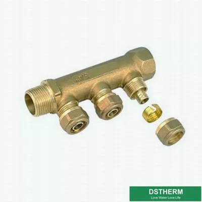 Two Ways To Six Ways Brass Water Separators Manifolds For Pex Pipe With Compression Fittings For Hot Water Supplying