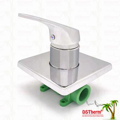 Three Ways Ppr Chrome Plated Mixer Shower Valve With Square Panel 20-25mm