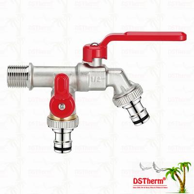 Unique Design Innovative Shape Double Outlet Faucet With Red Aluminum Handle 1/2