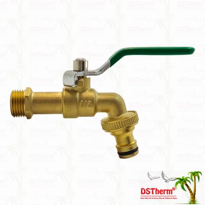 Gold Plated Heavy Duty Classic Green Iron Handle Bibcocks Water Spout Faucet Water Tap Spigot 1/2